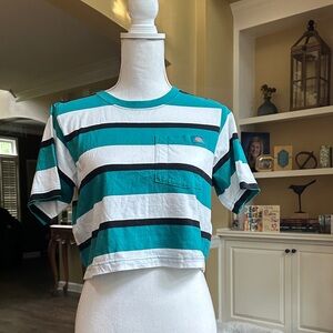 Dickies Striped Crop Top W/Pocket - Size Medium